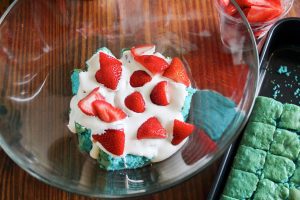 Light and Fluffy Cake and Strawberries Trifle Dessert
