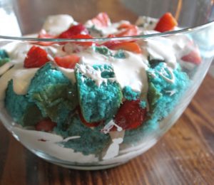Light and Fluffy Cake and Strawberries Trifle Dessert