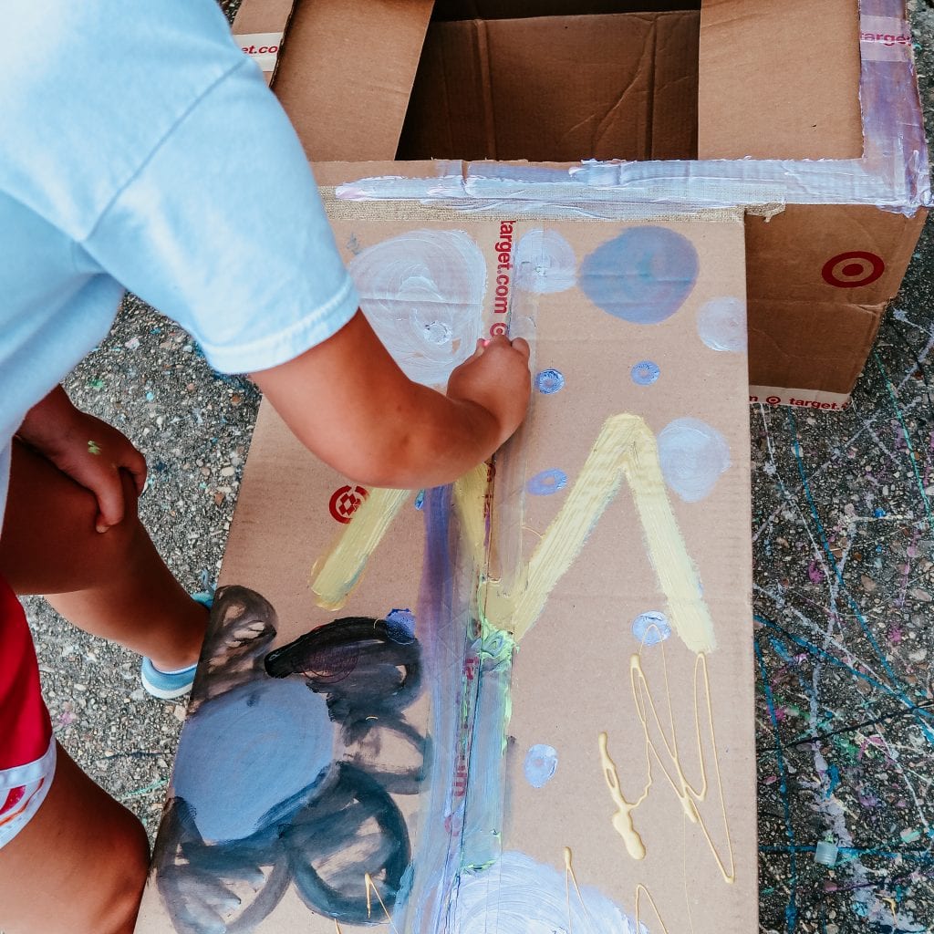 painting the cardboard box The Southerly Magnolia
