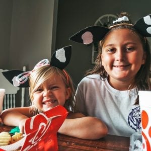 all smiles for Chick Fil A food
