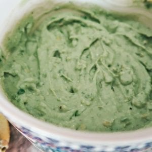 Upclose of creamy avocado dip