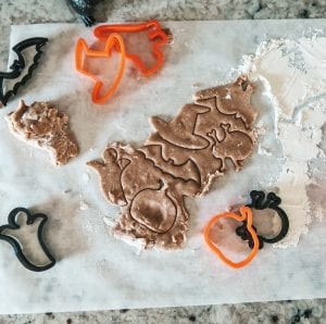 cutting out sugar cookies