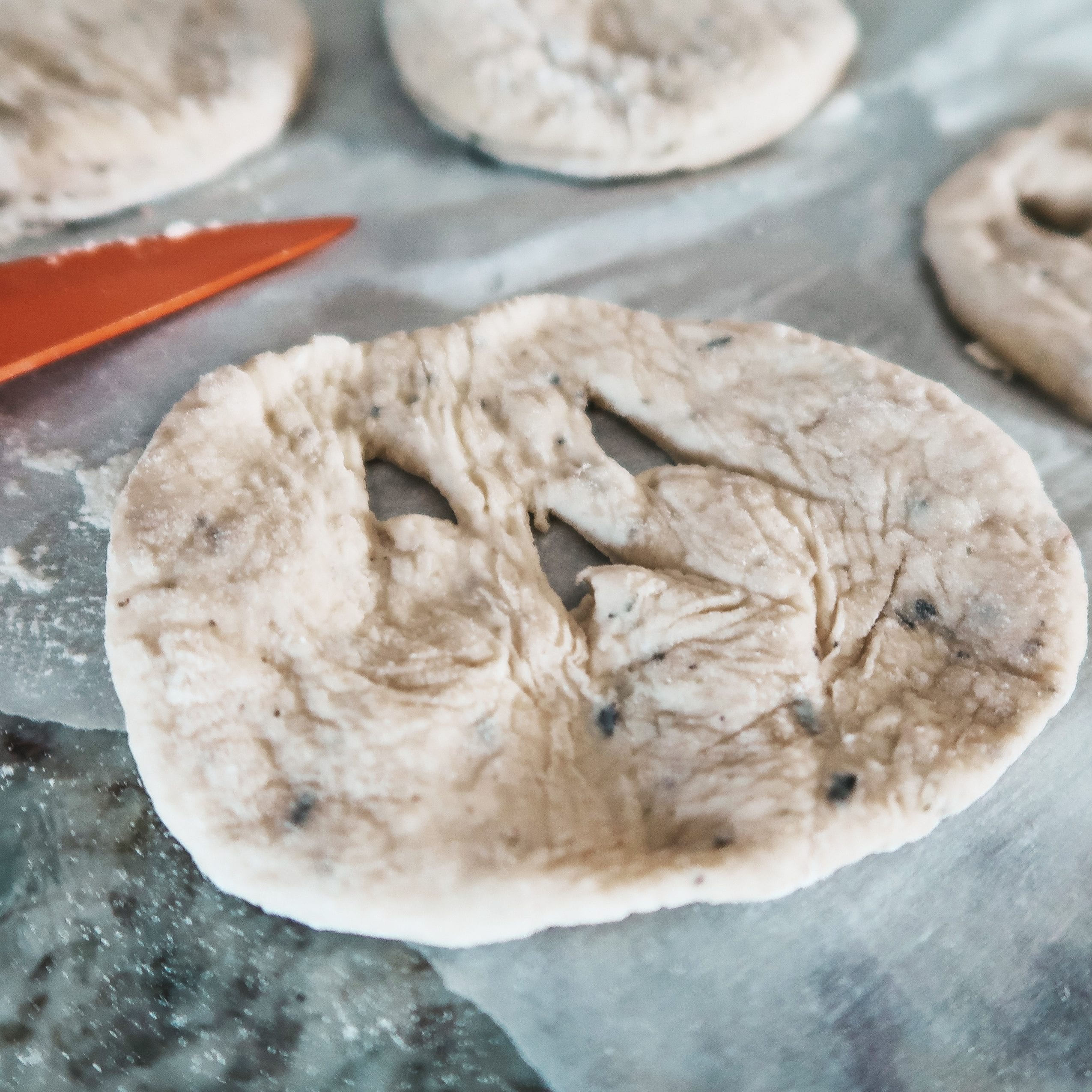 cutting out the pumpkin faces