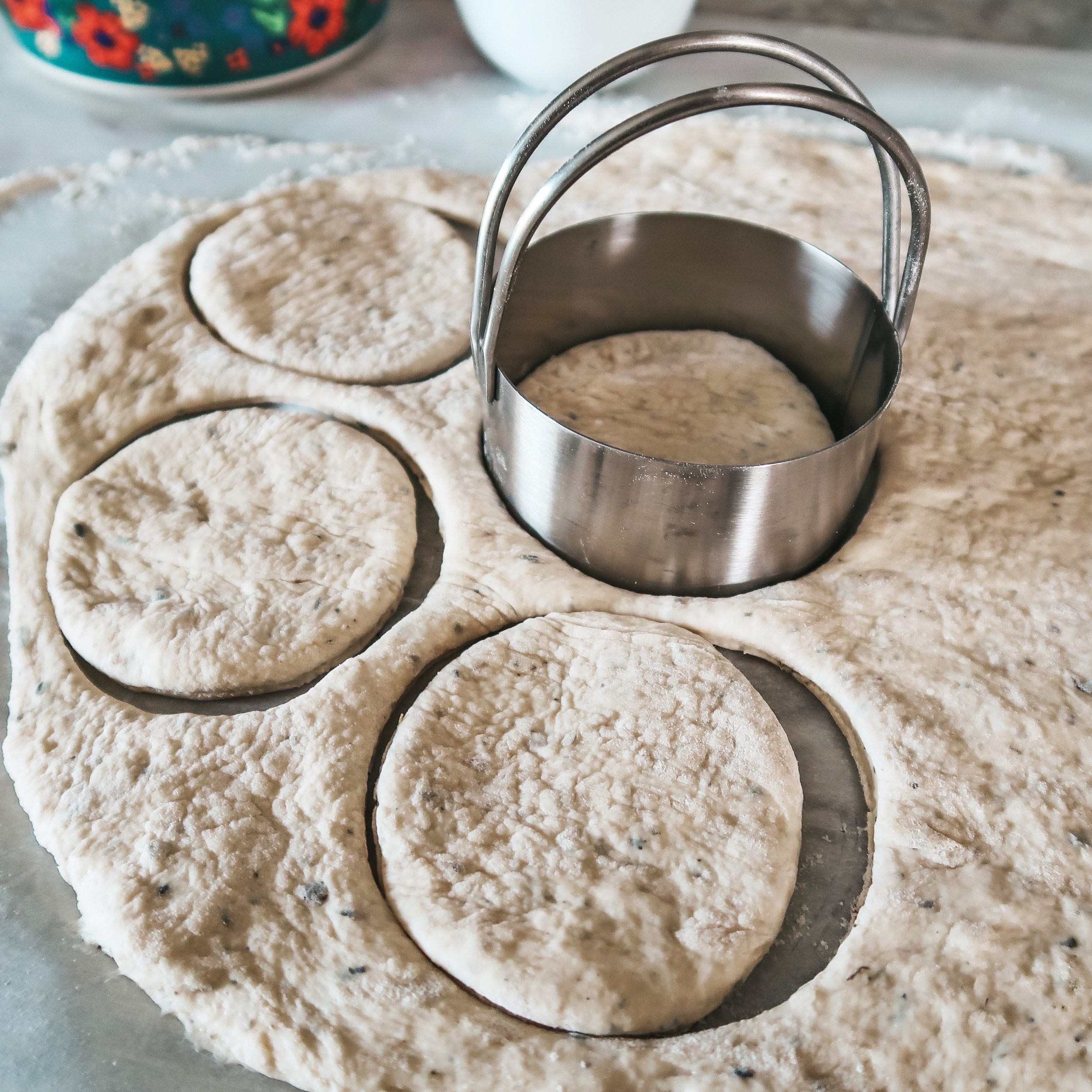 cutting the circles for the calzones