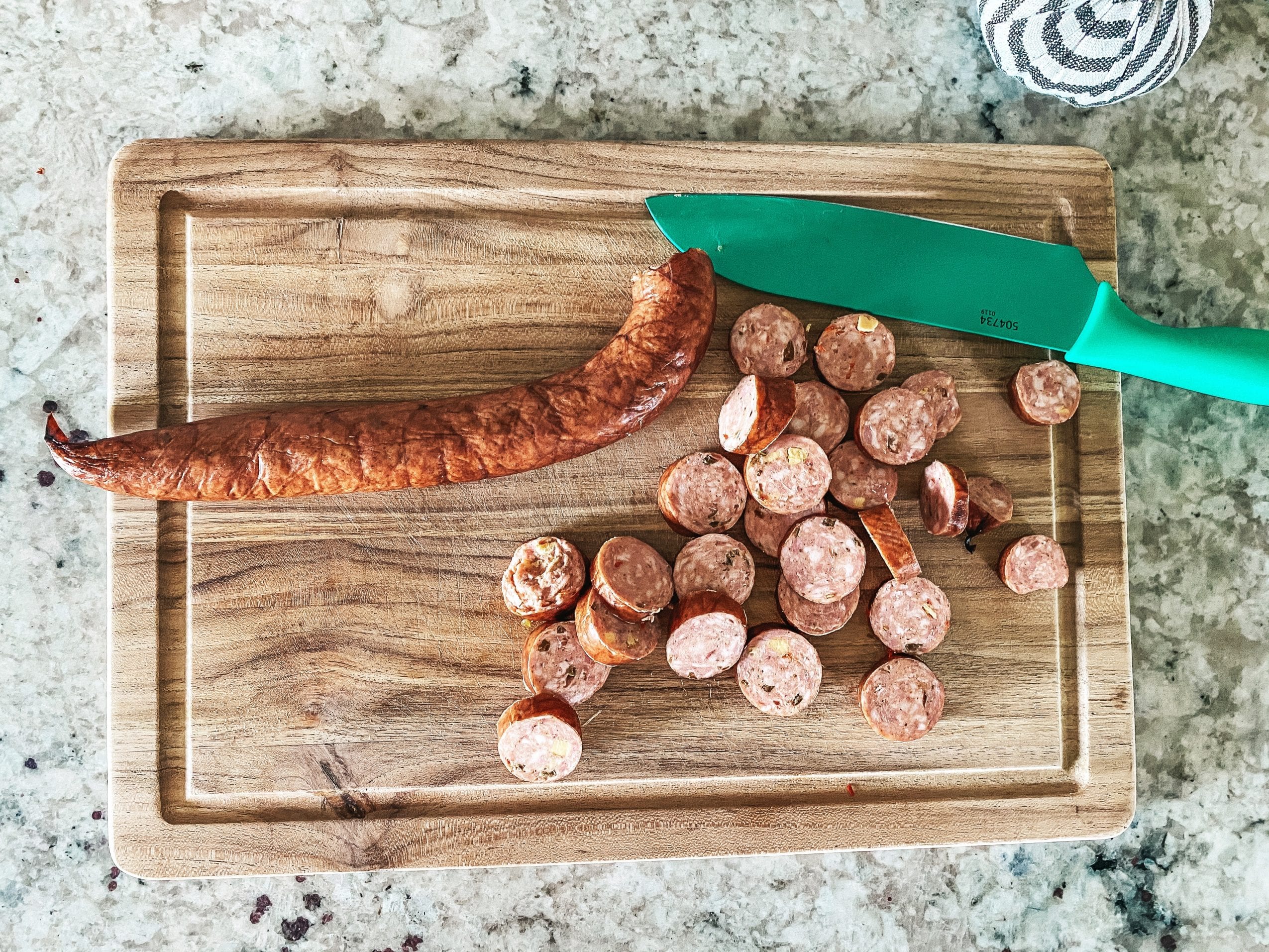 Cutting up the sausage