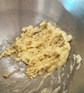 Mashing ripe bananas