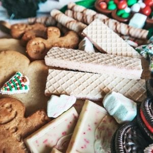 Christmas Charcuterie Board with Strawberry Waffers