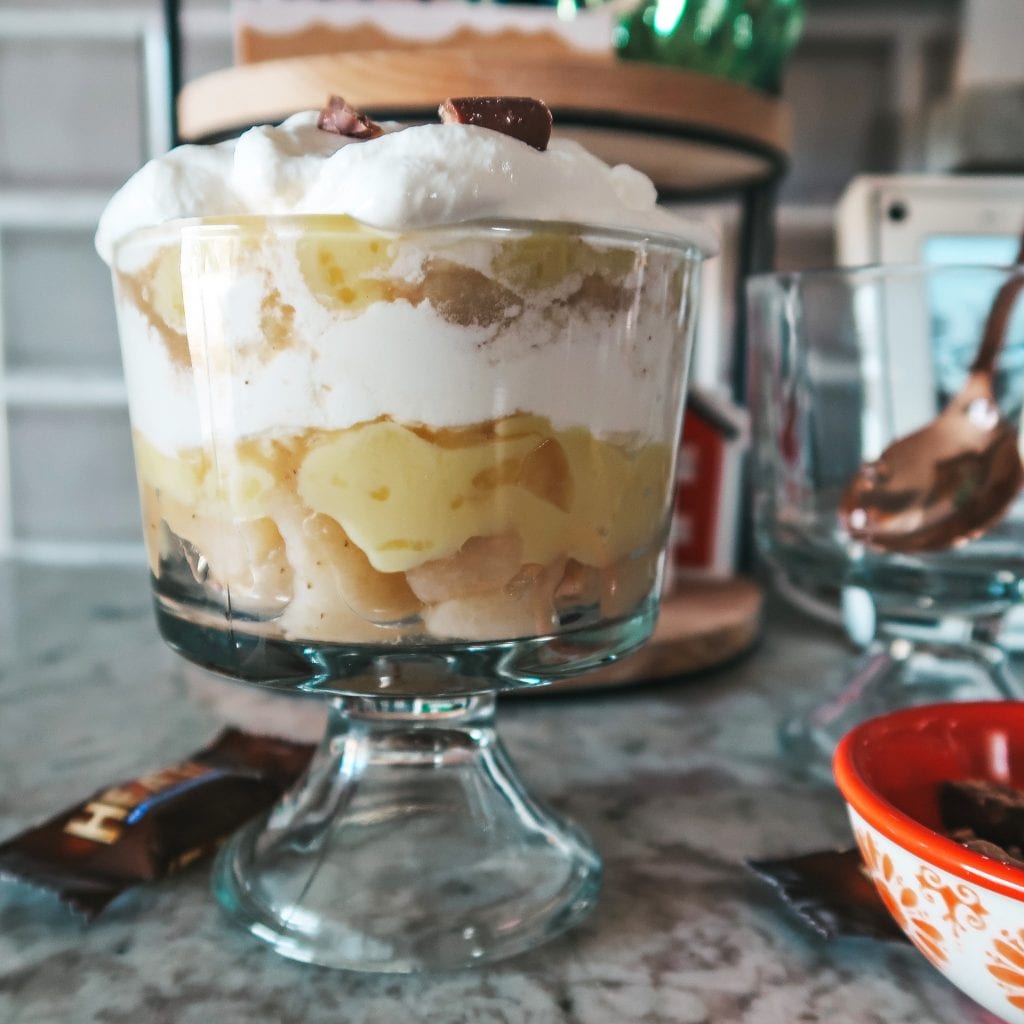 layered poached pear dessert
