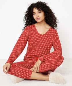 Loft Loungewear set red with white hearts