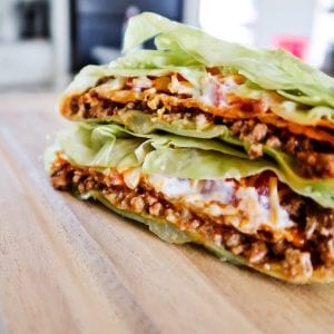 Keto Crunchwrap Supreme Cut in half