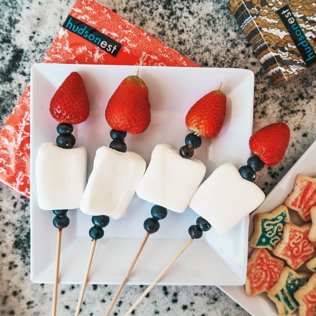 Fruit and Marshmallow skewers for Memorial Day Weekend Lunch