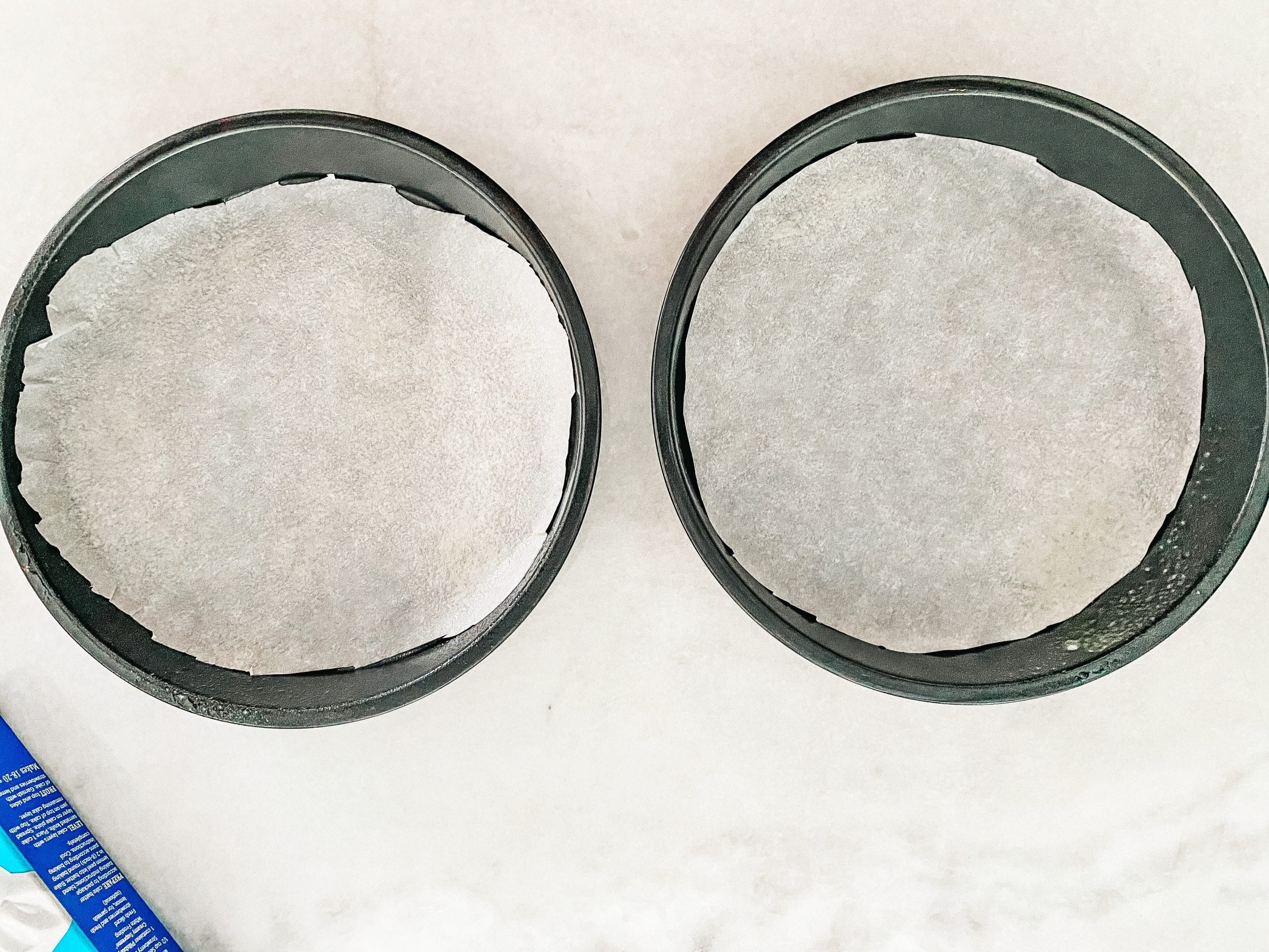 Preparing the 8 inch cake pans