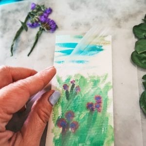 placing bookmark in laminating sheet