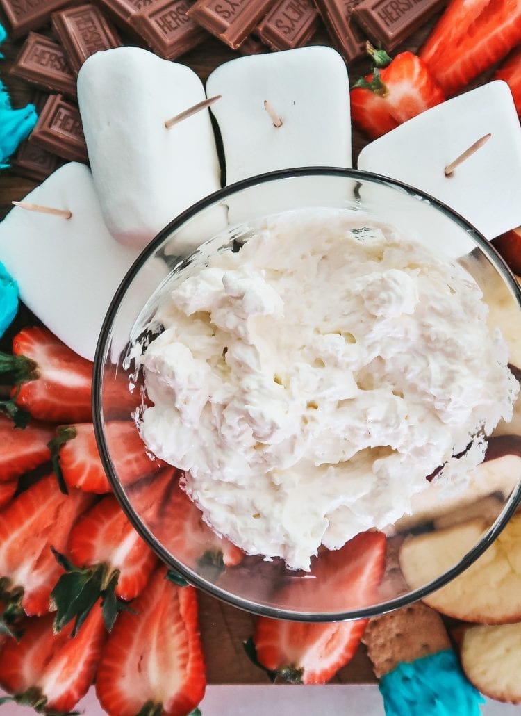 fluffy cream cheese fruit dip perfect for 4th of July