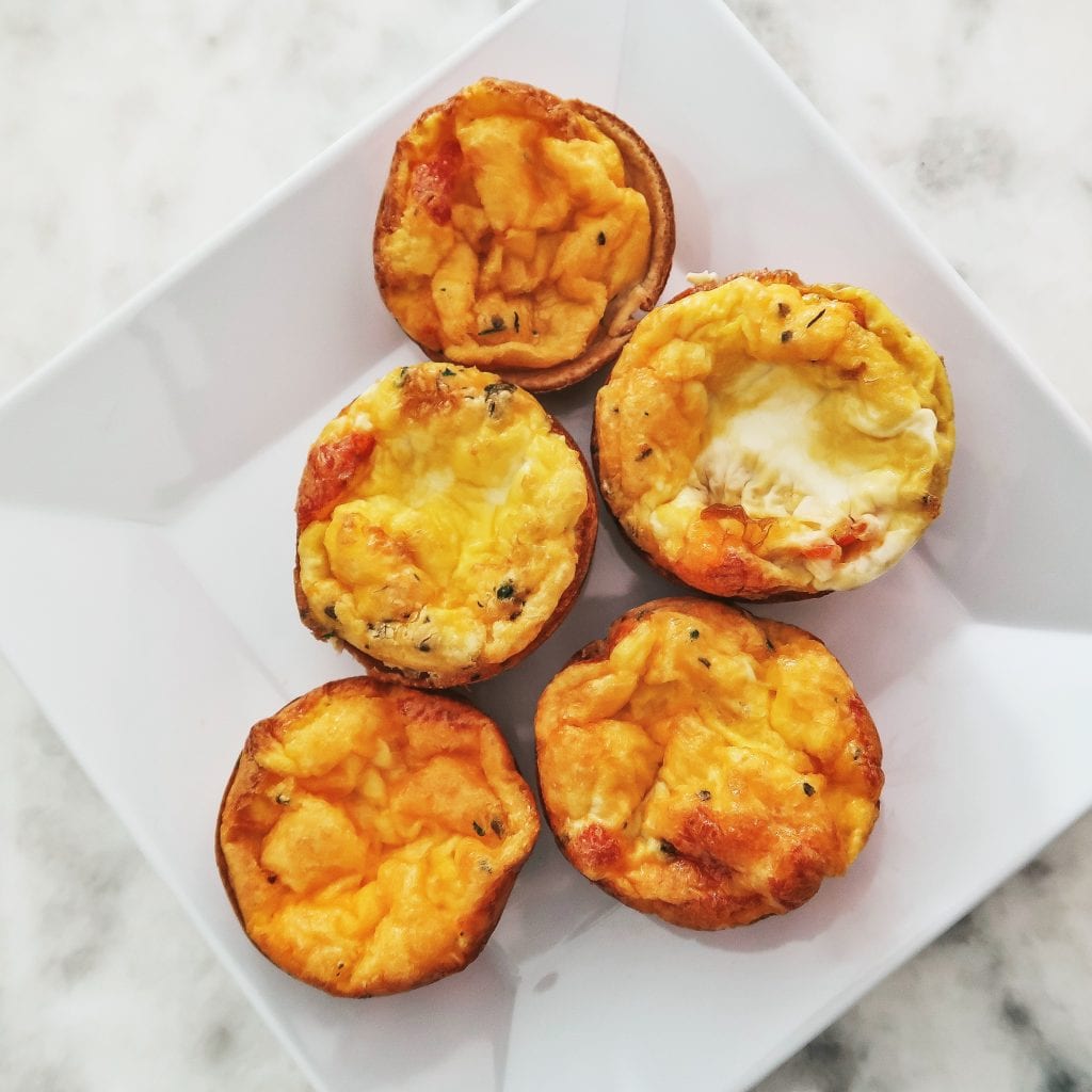 pepperoni and cheese quiche muffins with a tortilla base