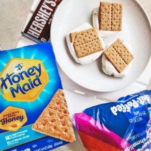 Outdoor movie night with s'mores ingredients