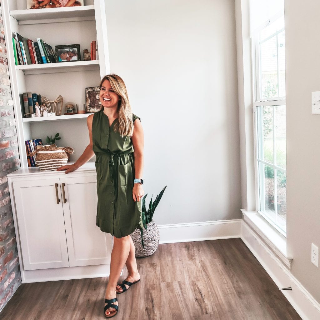 Summer Date Night Outfits, Army Green Button Up Dress