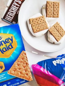 Outdoor movie night with s'mores ingredients