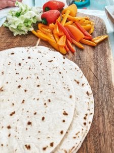 prepping for turkey wraps