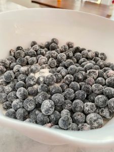 fresh blueberries tossed in sugar and flour