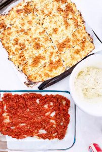 prepping everything for the keto lasagna