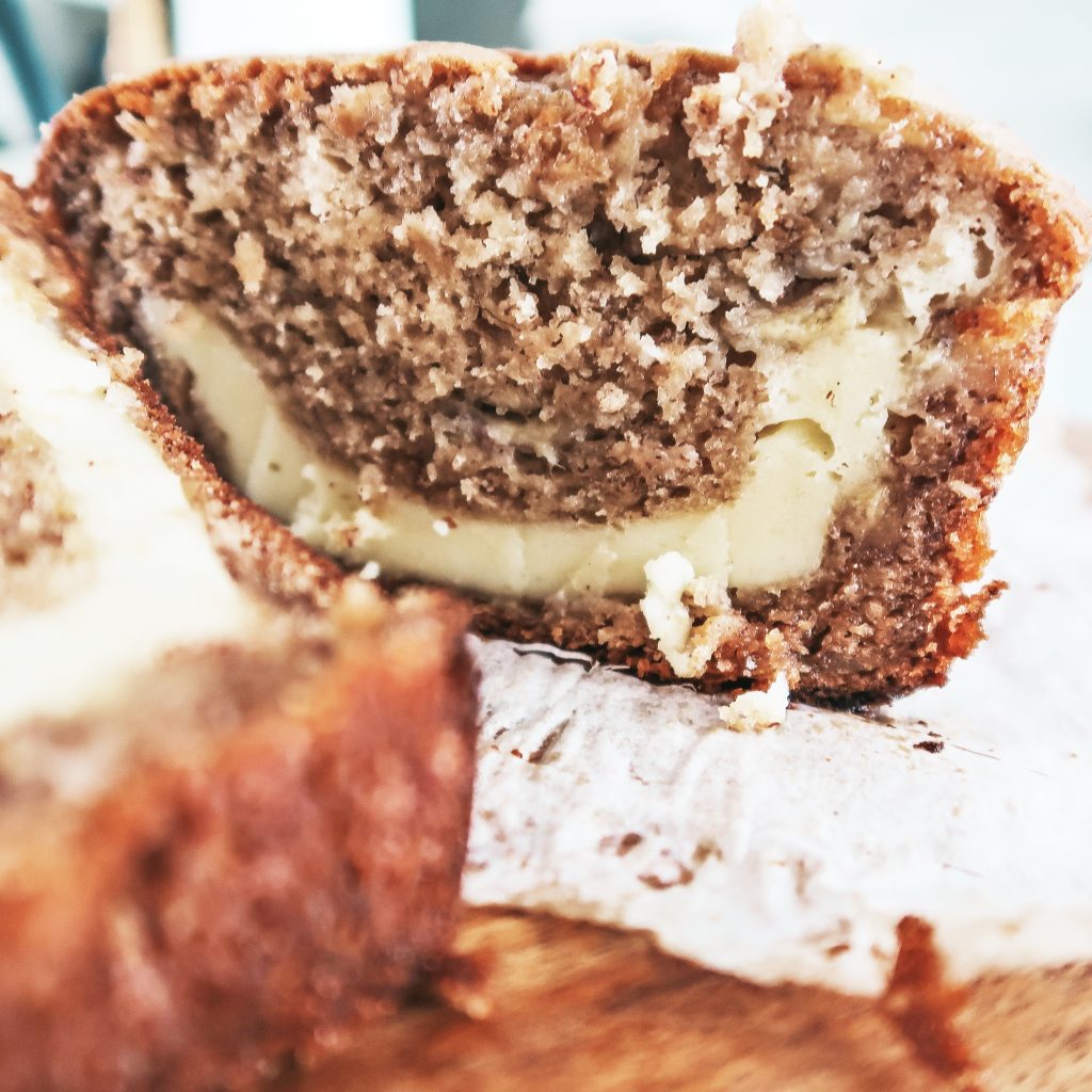 banana bread filled with cream cheese