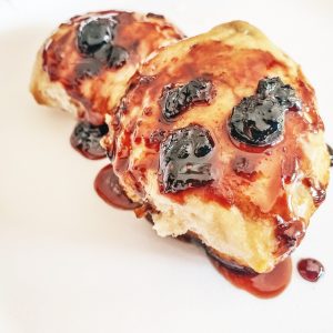 blueberry biscuits with a blueberry syrup