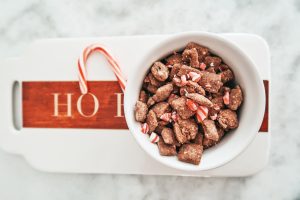 a dessert snack mix perfect for the holidays