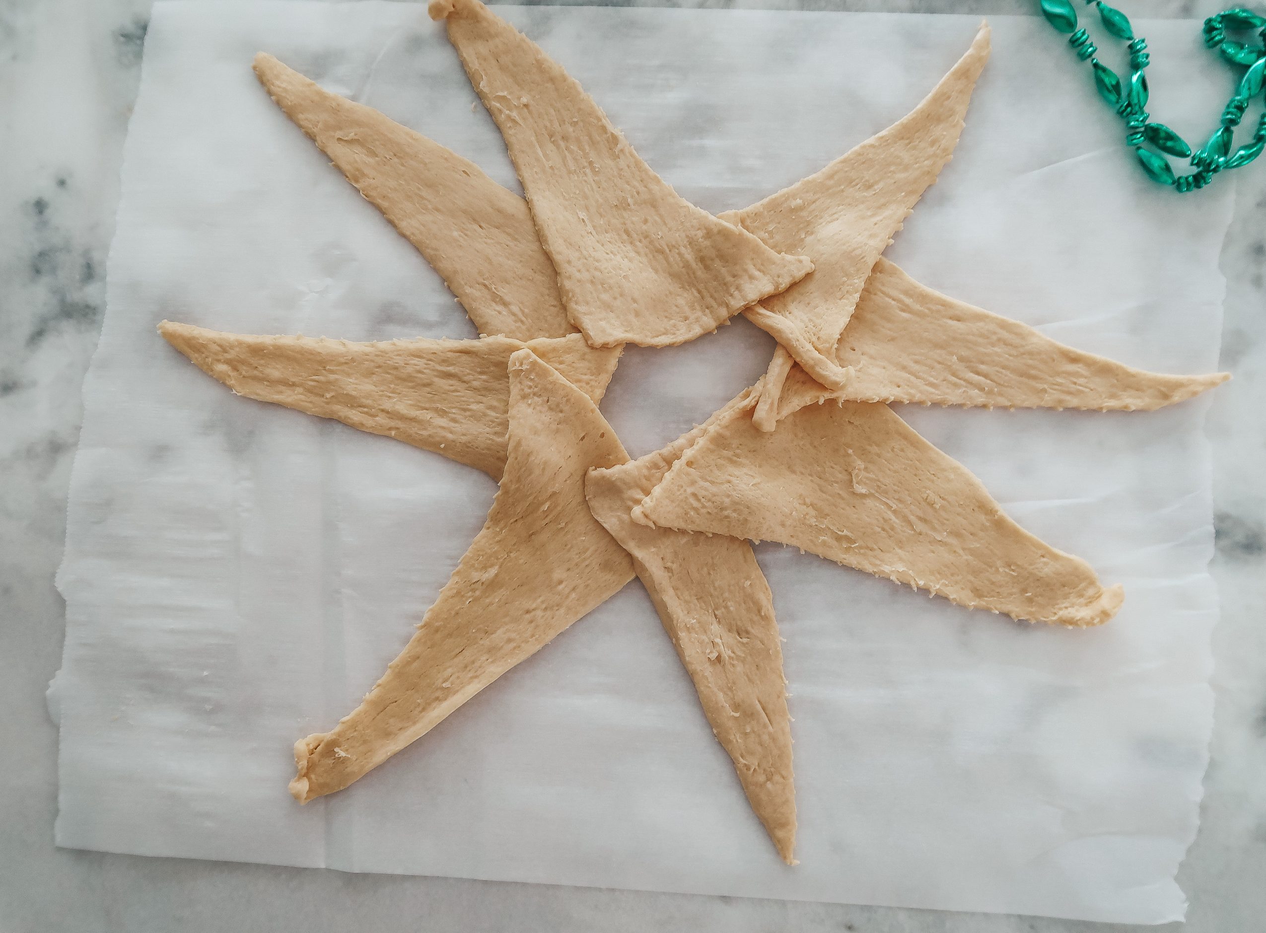 rolling out the crescent rolls into a star