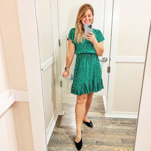 green and floral spring dress
