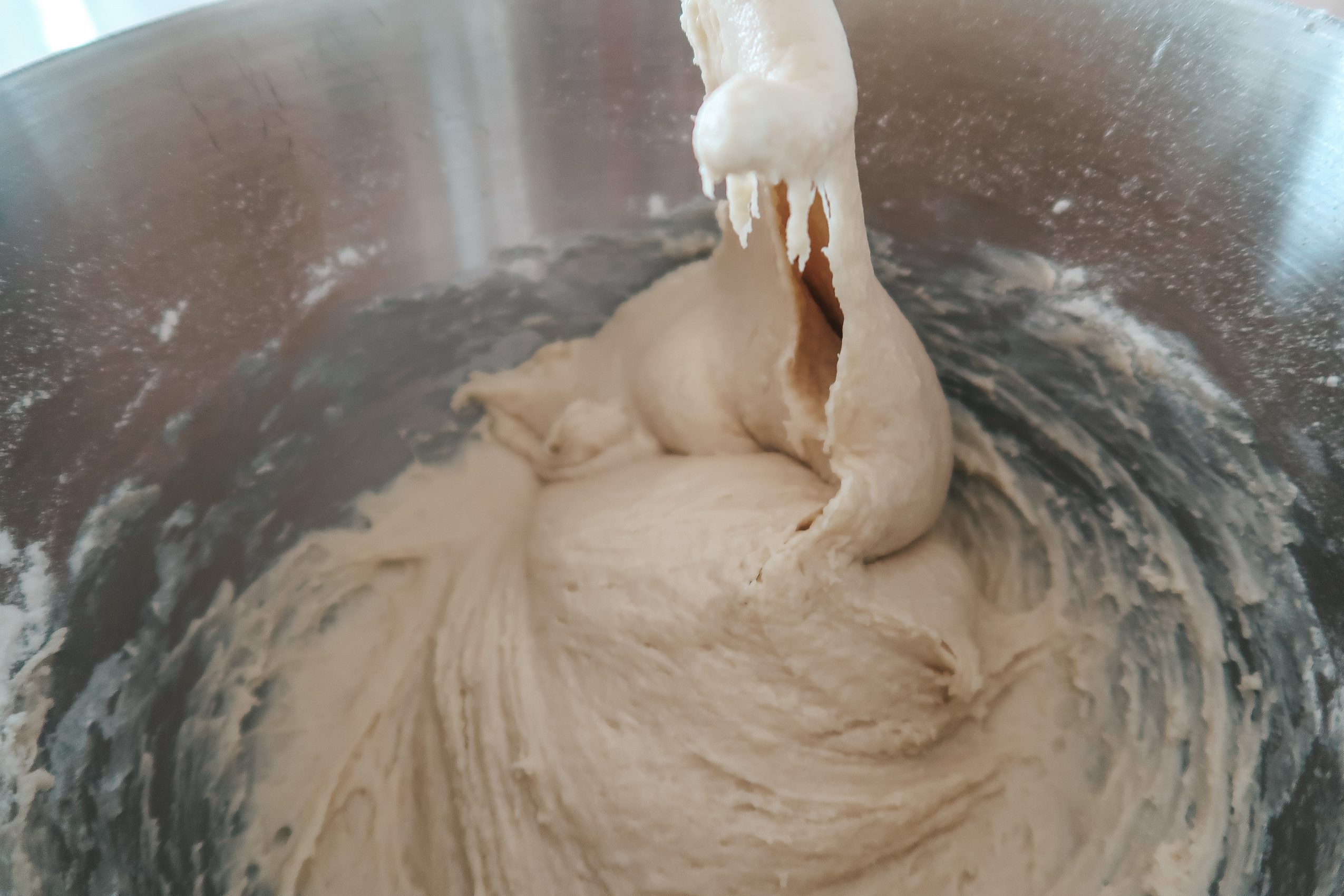 making cinnamon roll dough