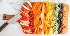 Nakano Knife and rainbow fruit charcuterie board