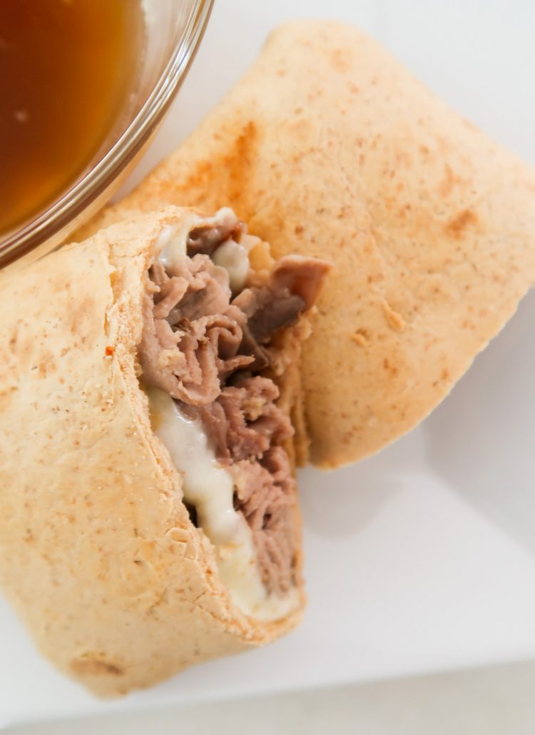Easy French Dip Sandwich Wrap with dipping sauce