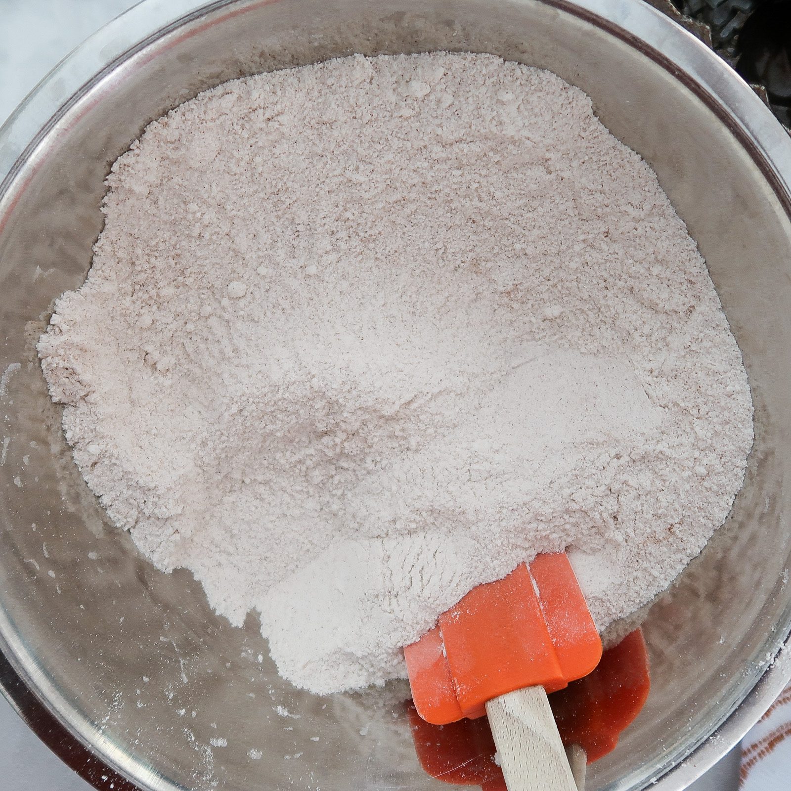 Mixing flour and sugar