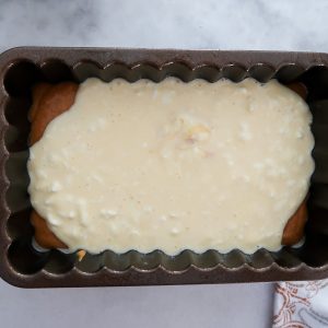 adding the cream cheese filling on top of 1:2 the pumpkin batter
