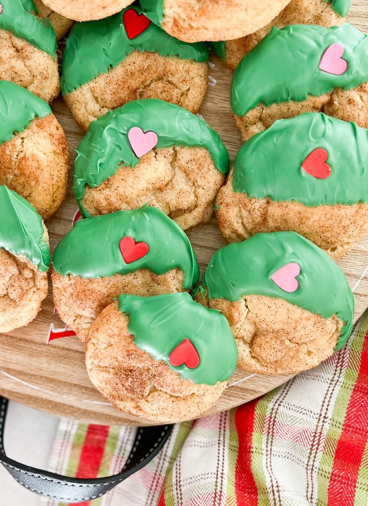 Soft and Chewy Grinch Style Snickerdoodle Cookies