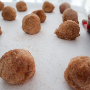 coated snickerdoodle cookie dough rounds