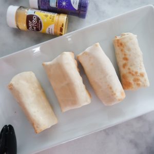Simple air fryer king cake egg rolls cooling