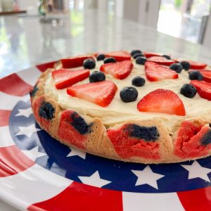 side view of the berry no-bake cheesecake