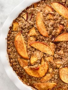 a simple baked peach oatmeal dish