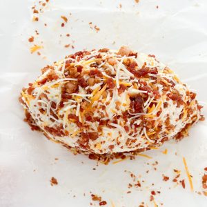 molding the cheese ball into a football shape