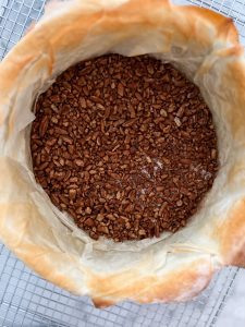 pre-baking the simple baklava cheesecake