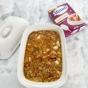 Preparing to bake the Jasmine Jambalaya